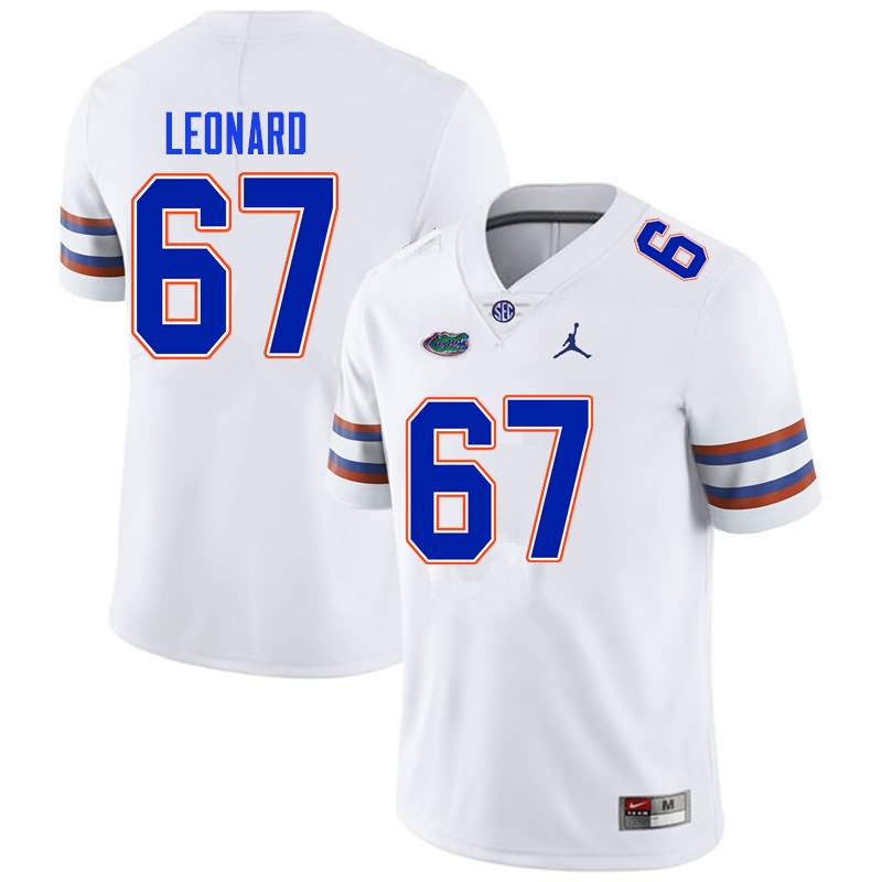 Men's NCAA Florida Gators Richie Leonard #67 Stitched Authentic Nike White College Football Jersey STU6765JZ